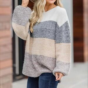 NWOT Neutral Color Block Sweater